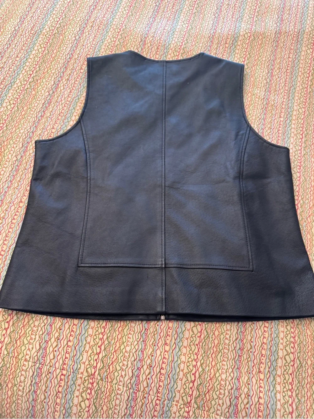 Vintage Stephanie Andrews Black Leather Zip Front Vest Large 90s